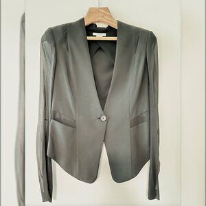 Helmut Lang Black Silk Blazer with Chiffon Sleeve Jacket - Women’s Size 0